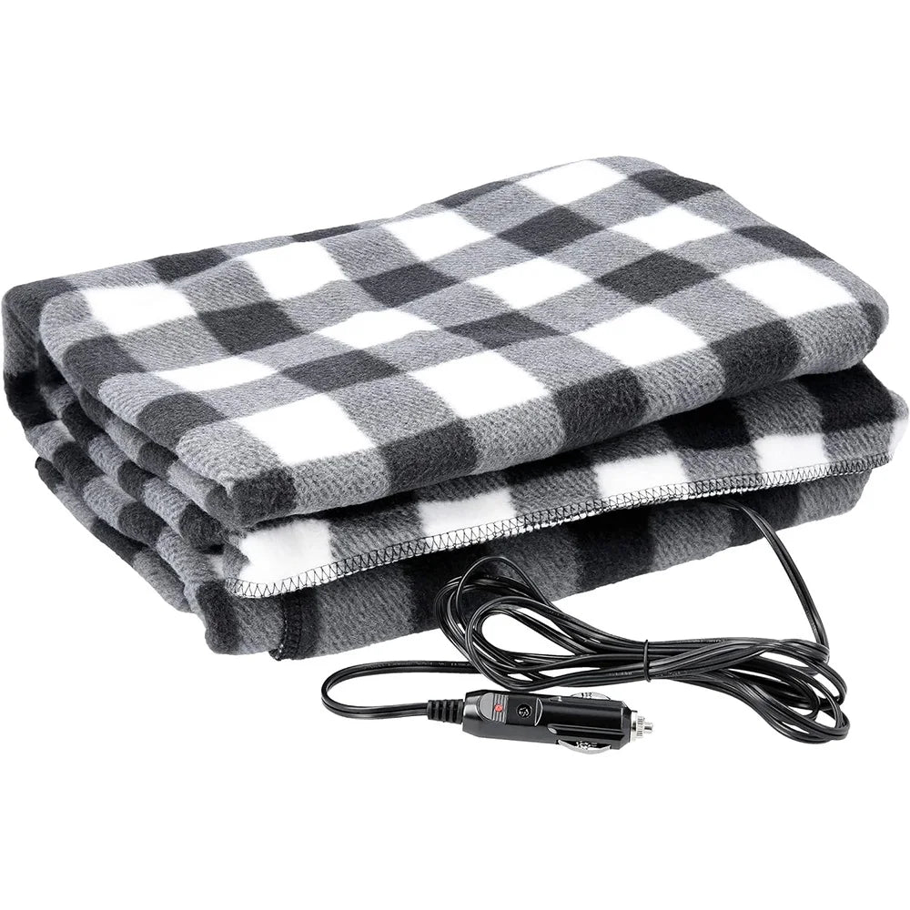 Premium Cozy Car Heating Blanket - 12V Heated Fleece Travel Throw-0